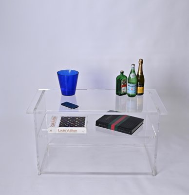 Clear Acrylic Glass Three Tier Coffee Table, Italy, 1980s-JDR-1746703