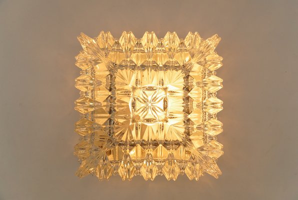 Clear Glass 3D Flush Mount Lamp, Germany, 1960s-KQB-1721910