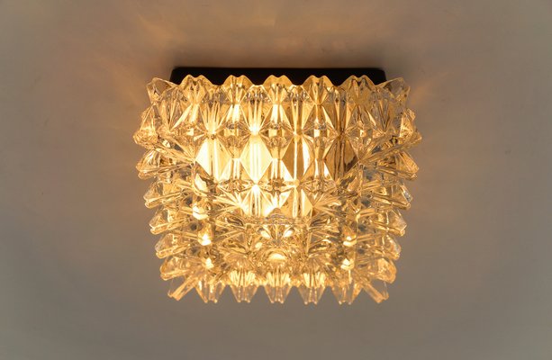 Clear Glass 3D Flush Mount Lamp, Germany, 1960s-KQB-1721910