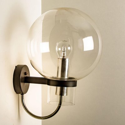 Clear Glass and Metal Wall Lamps by Glashütte Limburg, 1975s-VDW-1358396