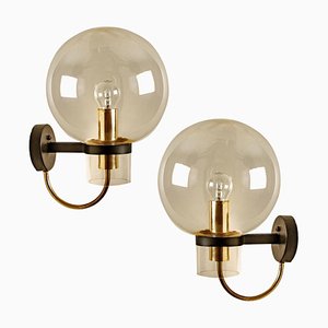 Clear Glass & Brass Wall Lamp attributed to Glashütte Limburg, 1975s-VDW-1407640