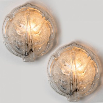 Clear Glass Leaf Wall Sconces,1970, Set of 2-VDW-1422392