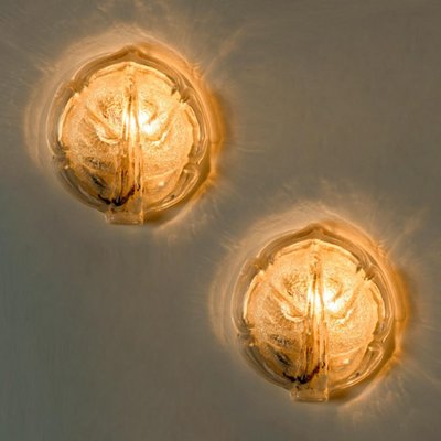 Clear Glass Leaf Wall Sconces,1970, Set of 2-VDW-1422392