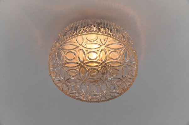 Clear Glass Round Flush Mount, Germany, 1960s-KQB-1812490