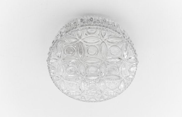 Clear Glass Round Flush Mount, Germany, 1960s-KQB-1812490