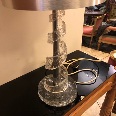 Clear Murano Glass Spiral Table Lamp by Angelo Brotto for Esperia, 1970s-NMK-581801