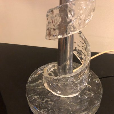 Clear Murano Glass Spiral Table Lamp by Angelo Brotto for Esperia, 1970s-NMK-581801