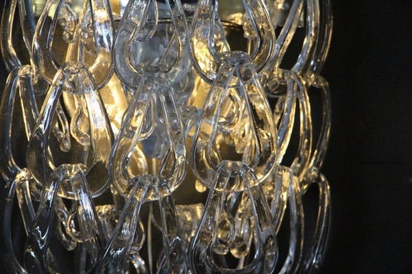 Clear Murano Glass Wall Lights by Angelo Mangiarotti for Vistosi, 1970s, Set of 2-YF-1420550