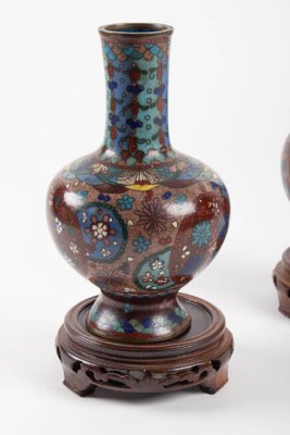 Cloisonné Bronze Vases, Japan, 1900s, Set of 2-WFS-744758