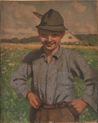 Clothilde Tschuppik, Portrait of a Young Peasant Boy, 1890s-1910s, Oil on Canvas-QOR-2022566