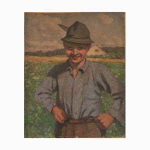 Clothilde Tschuppik, Portrait of a Young Peasant Boy, 1890s-1910s, Oil on Canvas-QOR-2022566