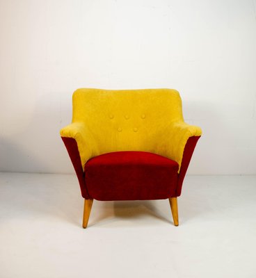 Club Armchair in Red and Yellow, 1930s-TZ-732159