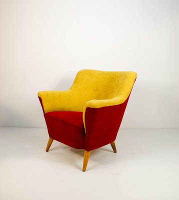 Club Armchair in Red and Yellow, 1930s-TZ-732159