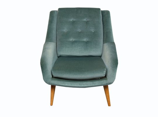 Club Chair in Blue in Velour, 1950s-PF-1369461