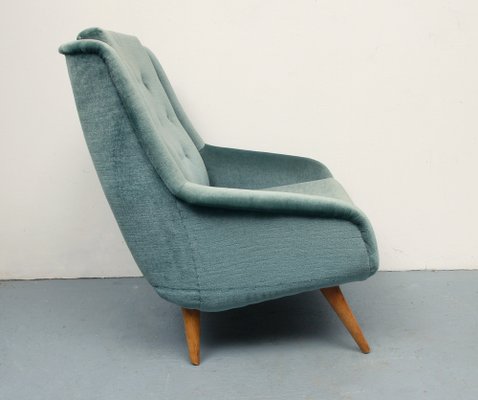 Club Chair in Blue in Velour, 1950s-PF-1369461