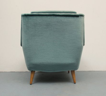 Club Chair in Blue in Velour, 1950s-PF-1369461