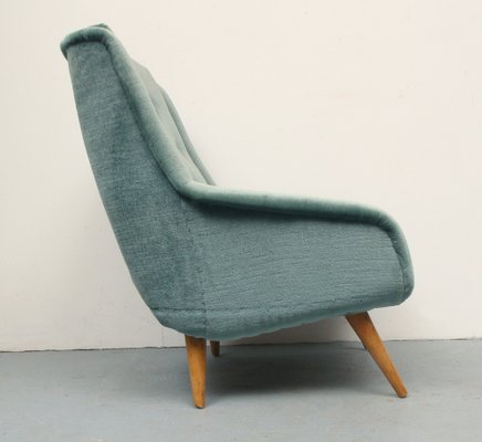 Club Chair in Blue in Velour, 1950s-PF-1369461