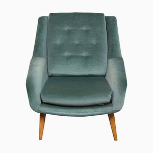 Club Chair in Blue in Velour, 1950s-PF-1369461