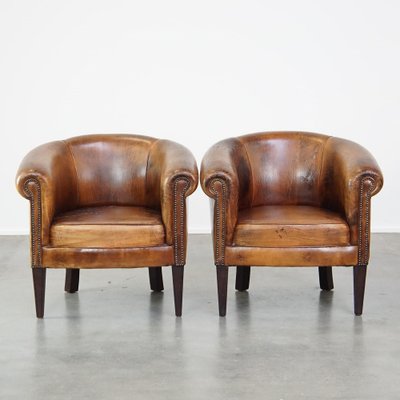 Club Chairs in Sheep Leather, Set of 2-HPP-2036603