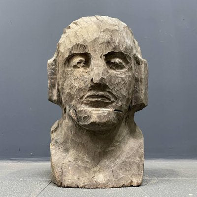 Coarsely Carved Wooden Head-NPL-1784723