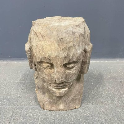 Coarsely Carved Wooden Head-NPL-1784723