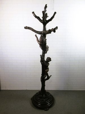 Coat Rack in Wood Carved with Tree and Putti-PWG-1750093