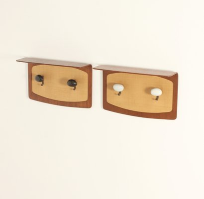 Coat Racks in Teak and Seagrass by Campo & Graffi for Home, Italy, 1950s, Set of 2-UB-1818676