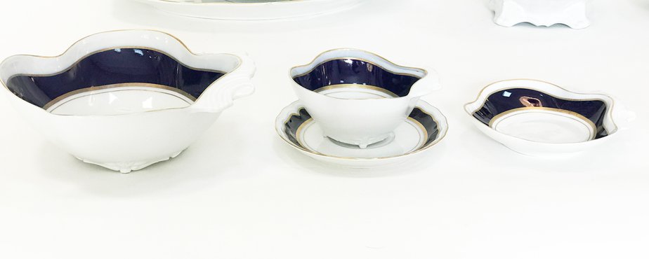 Cobalt & 24K Gold Porcelain Service from Bidasoa, 1980s, Set of 84-TS-771657