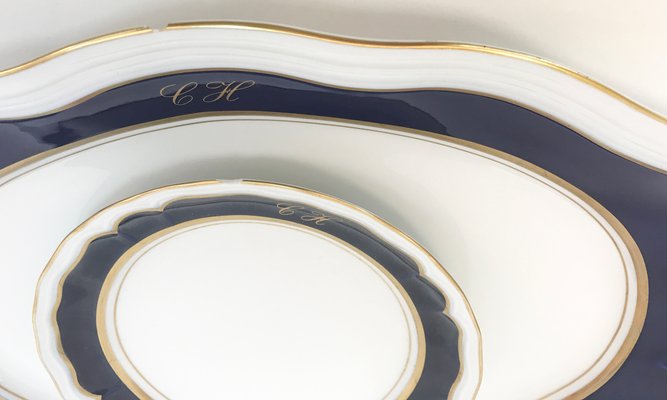 Cobalt & 24K Gold Porcelain Service from Bidasoa, 1980s, Set of 84-TS-771657