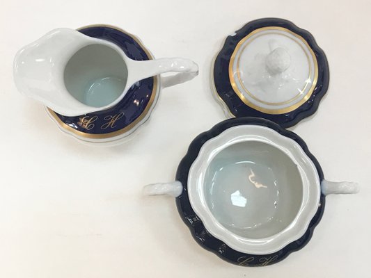 Cobalt & 24K Gold Porcelain Service from Bidasoa, 1980s, Set of 84-TS-771657