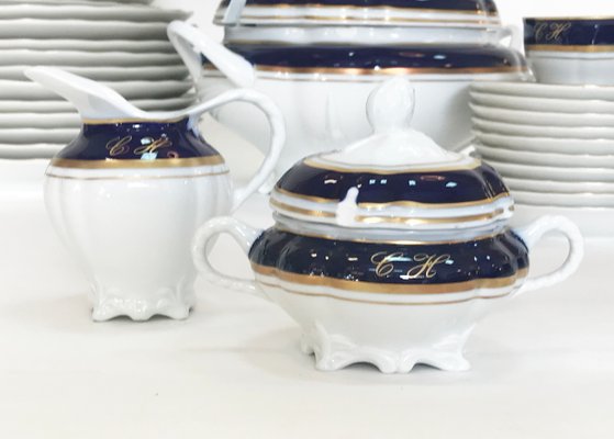 Cobalt & 24K Gold Porcelain Service from Bidasoa, 1980s, Set of 84-TS-771657