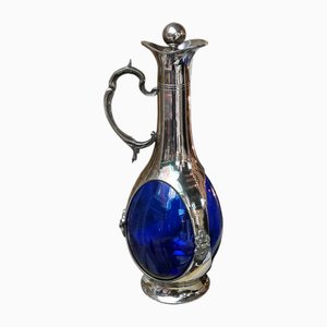 Cobalt Blue Crystal and Silver Plated Decanter-NAD-2041382