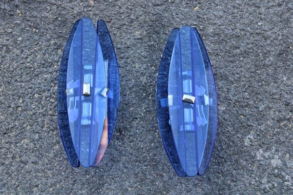 Cobalt Blue Crystal Sconces from Veca, 1960s, Set of 2-EH-715718