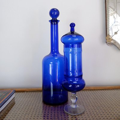 Cobalt Blue Glass Bottles, Set of 2-NYF-2019122