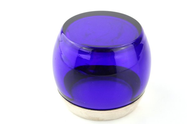 Cobalt Blue Glass Vessel with Silver Edge, 1970s-ZWH-1394816