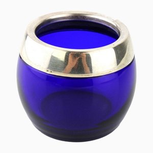 Cobalt Blue Glass Vessel with Silver Edge, 1970s-ZWH-1394816