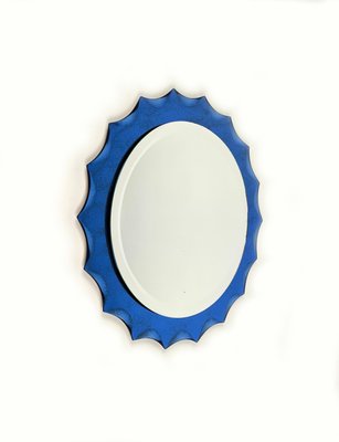 Cobalt Blue Sunburst Wall Mirror in the style of Fontana Arte, Italy, 1960s-LYQ-1436703