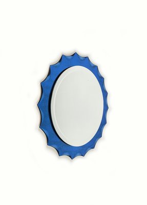 Cobalt Blue Sunburst Wall Mirror in the style of Fontana Arte, Italy, 1960s-LYQ-1436703