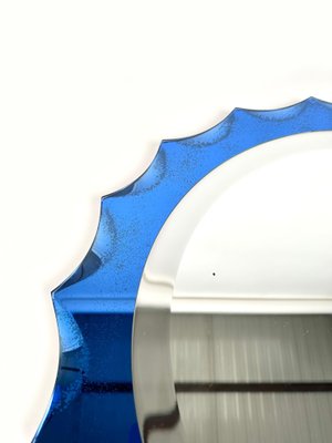 Cobalt Blue Sunburst Wall Mirror in the style of Fontana Arte, Italy, 1960s-LYQ-1436703