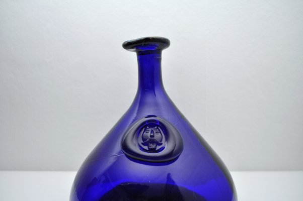 Cobalt Blue Viking Decanters and Cups by Ole Winther for Holmegaard Glasswork, 1962, Set of 5-HPQ-1181210