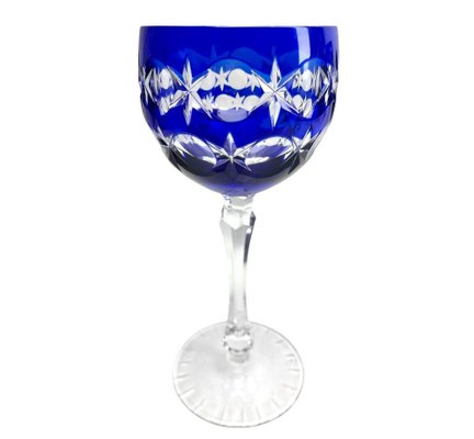 Cobalt Stem Glasses in Crystal, 1950, Set of 6-MJY-1743416