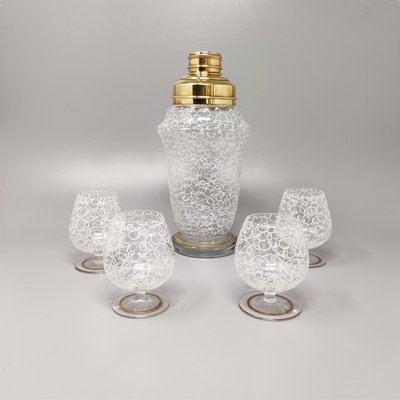 Cocktail Shaker Set with Four Glasses, Italy, 1960s, Set of 5-QGR-1314592