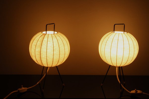 Cocoon Bedside Table Lamps by Friedel Wauer for Goldkant, 1960s, Set of 2-CW-2041283