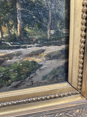 Cölestin Brügner, Miniature Park Landscape, 19th Century, Oil Painting, Framed-CZ-1773428