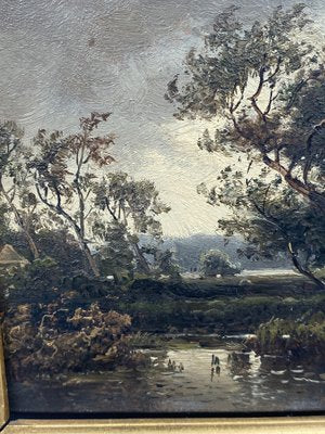 Cölestin Brügner, Pond with Trees, 19th Century, Oil Painting, Framed-CZ-1773454