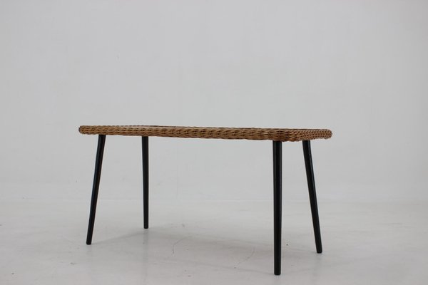 Coffe Table with Rattan Edge, France, 1970s-TZ-1308513