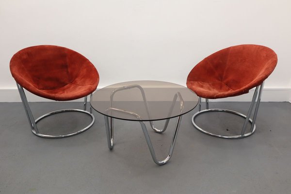 Coffee Table & Chairs Set by E. Lusch for Lusch & Co., 1960s, Set of 3-JWH-801548