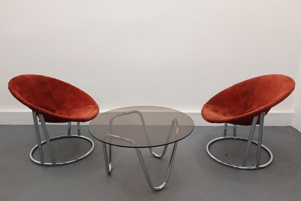 Coffee Table & Chairs Set by E. Lusch for Lusch & Co., 1960s, Set of 3-JWH-801548