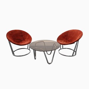 Coffee Table & Chairs Set by E. Lusch for Lusch & Co., 1960s, Set of 3-JWH-801548