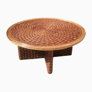 Coffee Table in Braided Rope and Rattan, 1970s-SSK-2034729